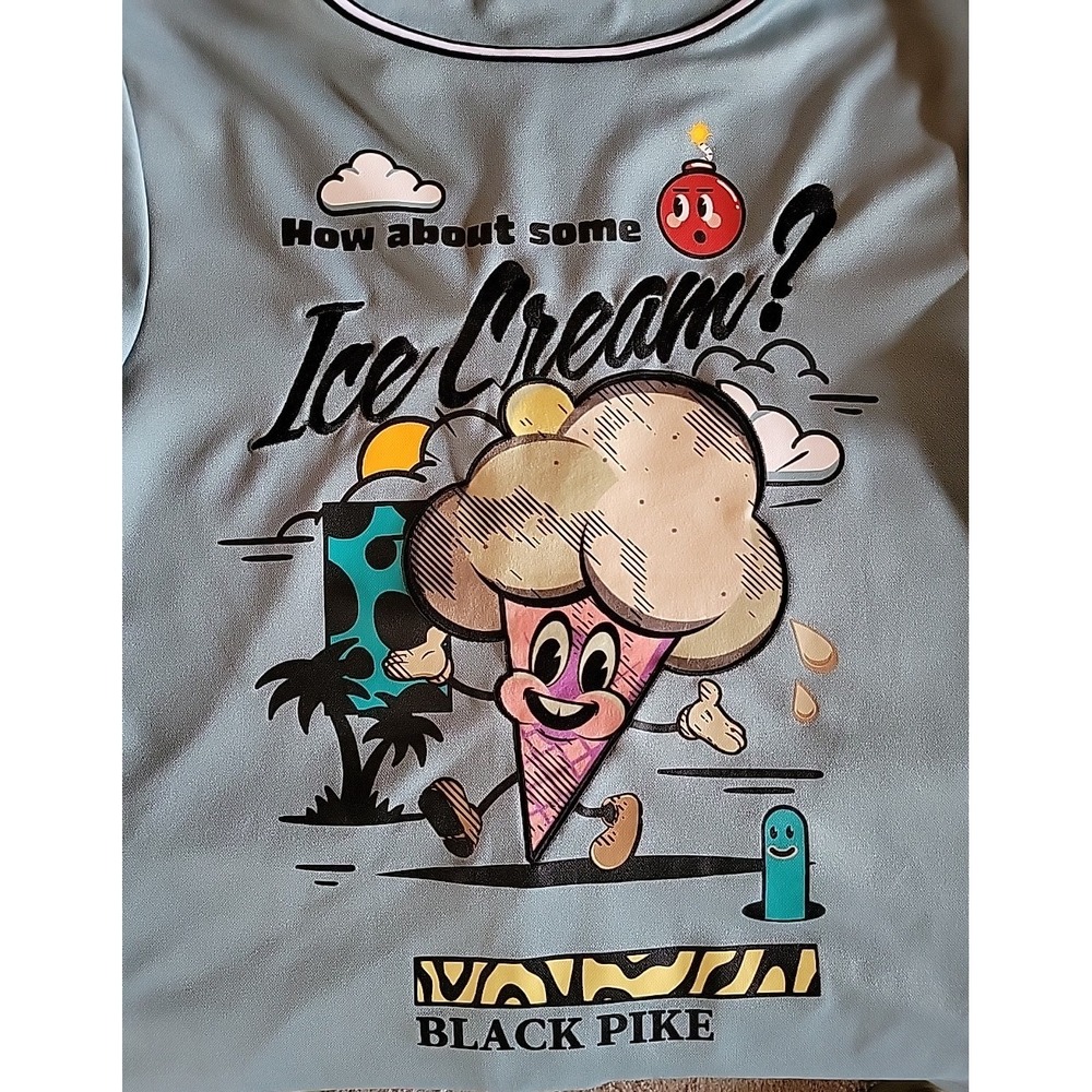 Black Pike "Ice Cream" Baseball Button Up Jersey US SIZE L - Picture 6 of 9